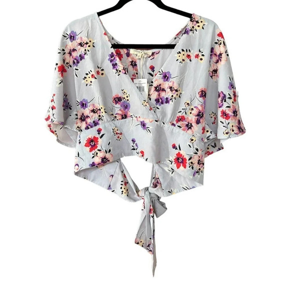 NWT Living Doll Women's Floral Crop Top Tie Back Size XL - Picture 3 of 6